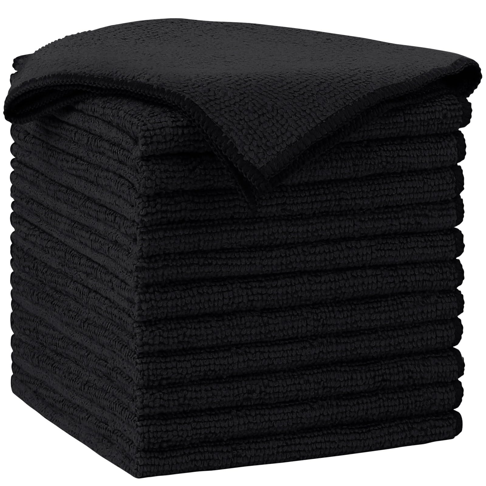 AIDEA Microfiber Cleaning Cloth-12PK, Soft Microfiber Towels for Cars, Absorbent Cleaning Rags, Lint-Free Streak-Free Wash Cloths for House, Kitchen, Window(12in.x12in), Black