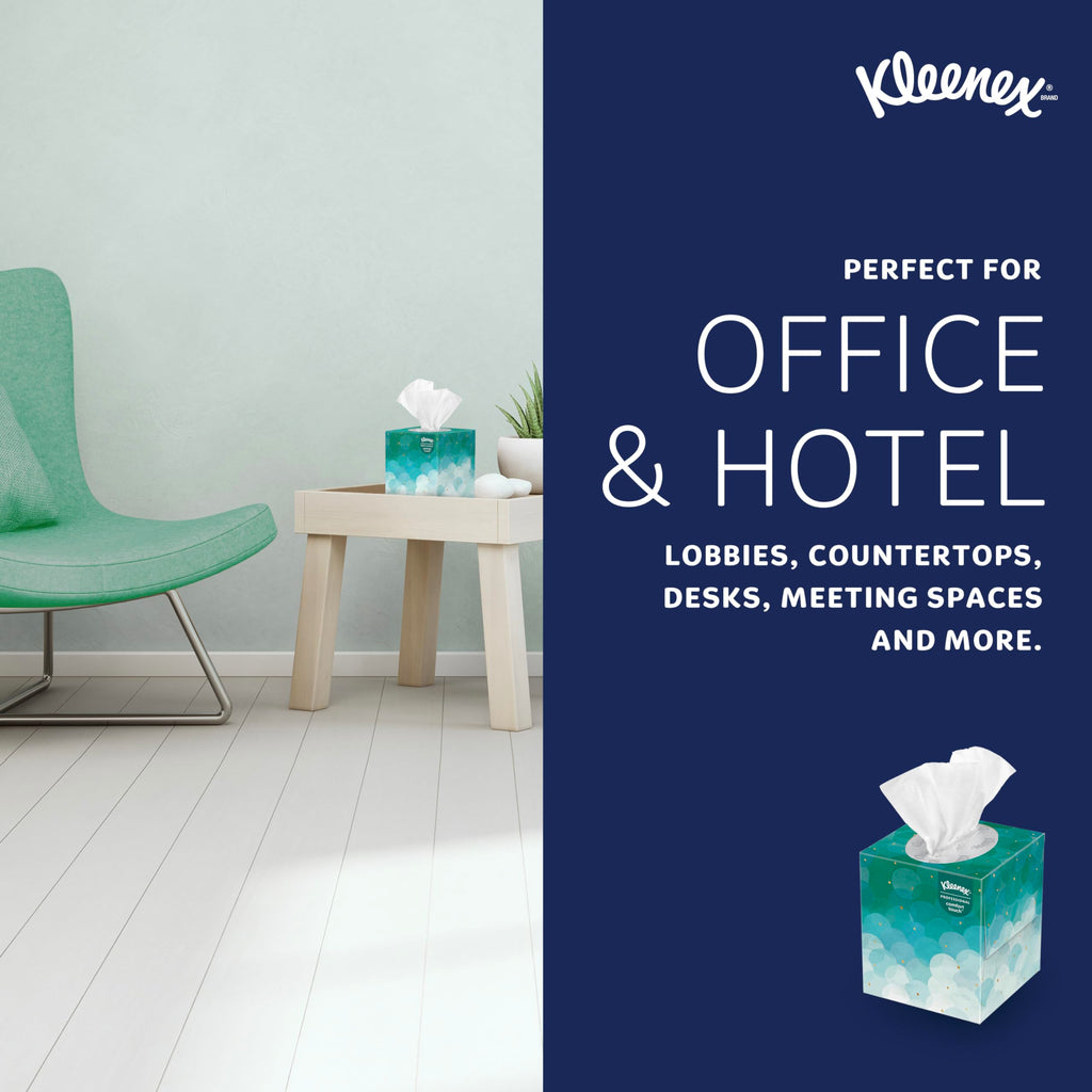 Kleenex Professional Facial Tissue, Bulk (21270), 2-Ply, White, Upright Cube Boxed Format, Designed for Business (90 Tissues/Box, 36 Boxes, 3,240 Sheets/Case)