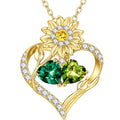 MONOOC Sunflower Gifts for Women - Sunflower Necklace for Women August & May Birthstone Necklace Peridot Light Green & Emerald Green Color Jewelry August May Birthday Gifts for Woman Wife Mom