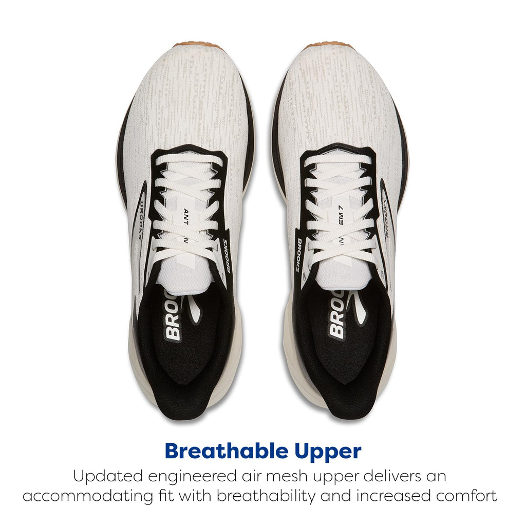 Brooks Men’s Anthem 7 Neutral Running Shoe - White/Black/Tan - 10.5 Medium
