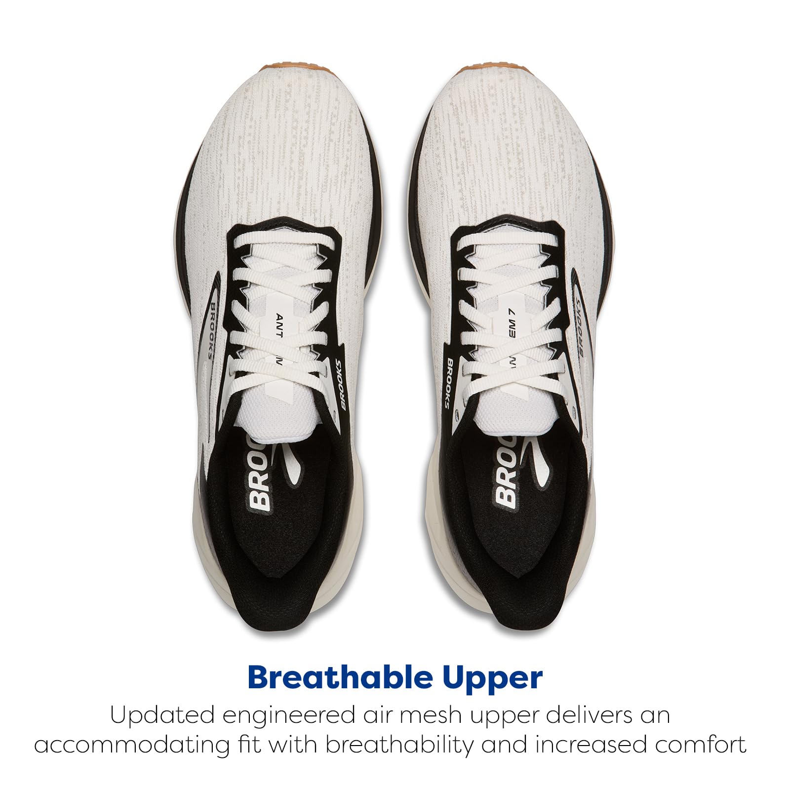 Brooks Men’s Anthem 7 Neutral Running Shoe - White/Black/Tan - 10.5 Medium