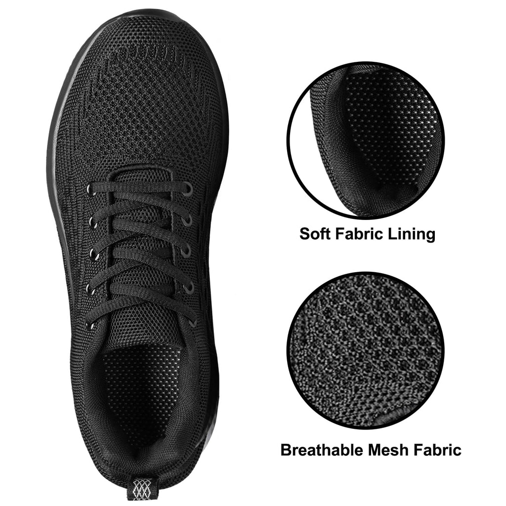AMANSSE Men's Walking Shoes Non Slip Running Sneakers Lightweight Breathable Tennis Shoes Workout Athletic Sneakers Black Size 10.5