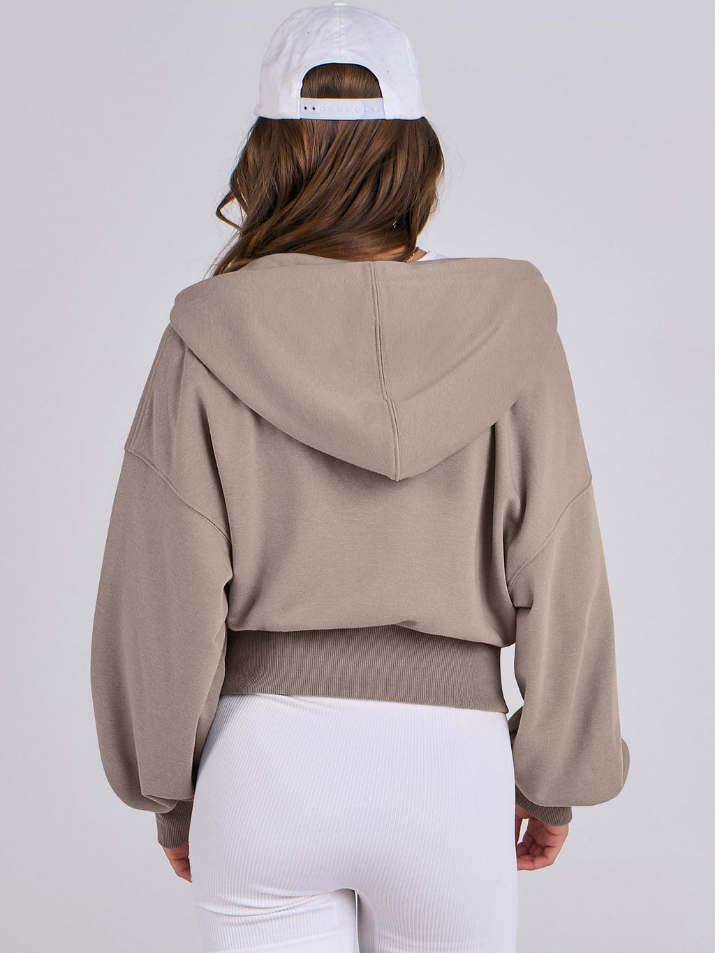ANRABESS Womens Zip Up Hoodies Cropped Sweatshirts Casual Comfy Cute Zip Jackets Fashion Trendy Fall Outfits 2026 Y2K Clothes Khaki Medium