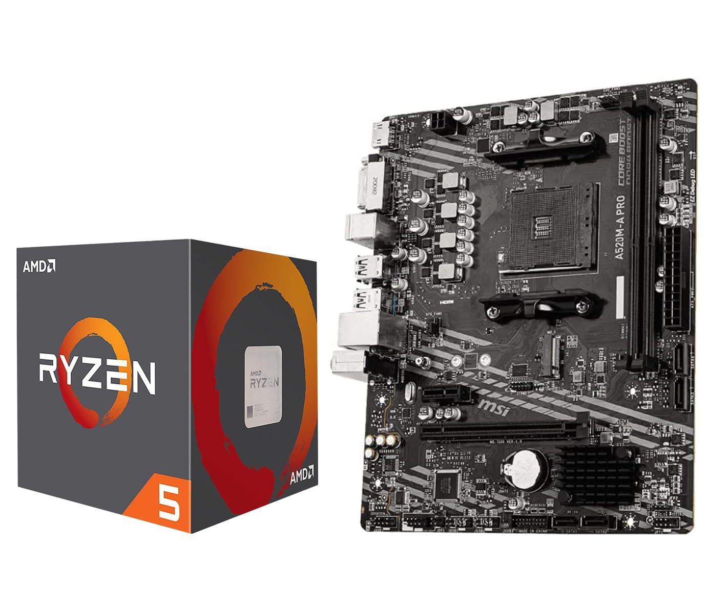 INLAND AMD Ryzen 5 5500 Unlocked Desktop Processor with MSI A520M-A PRO Gaming Motherboard (AMD AM4, DDR4, PCIe 4.0, Micro-ATX),