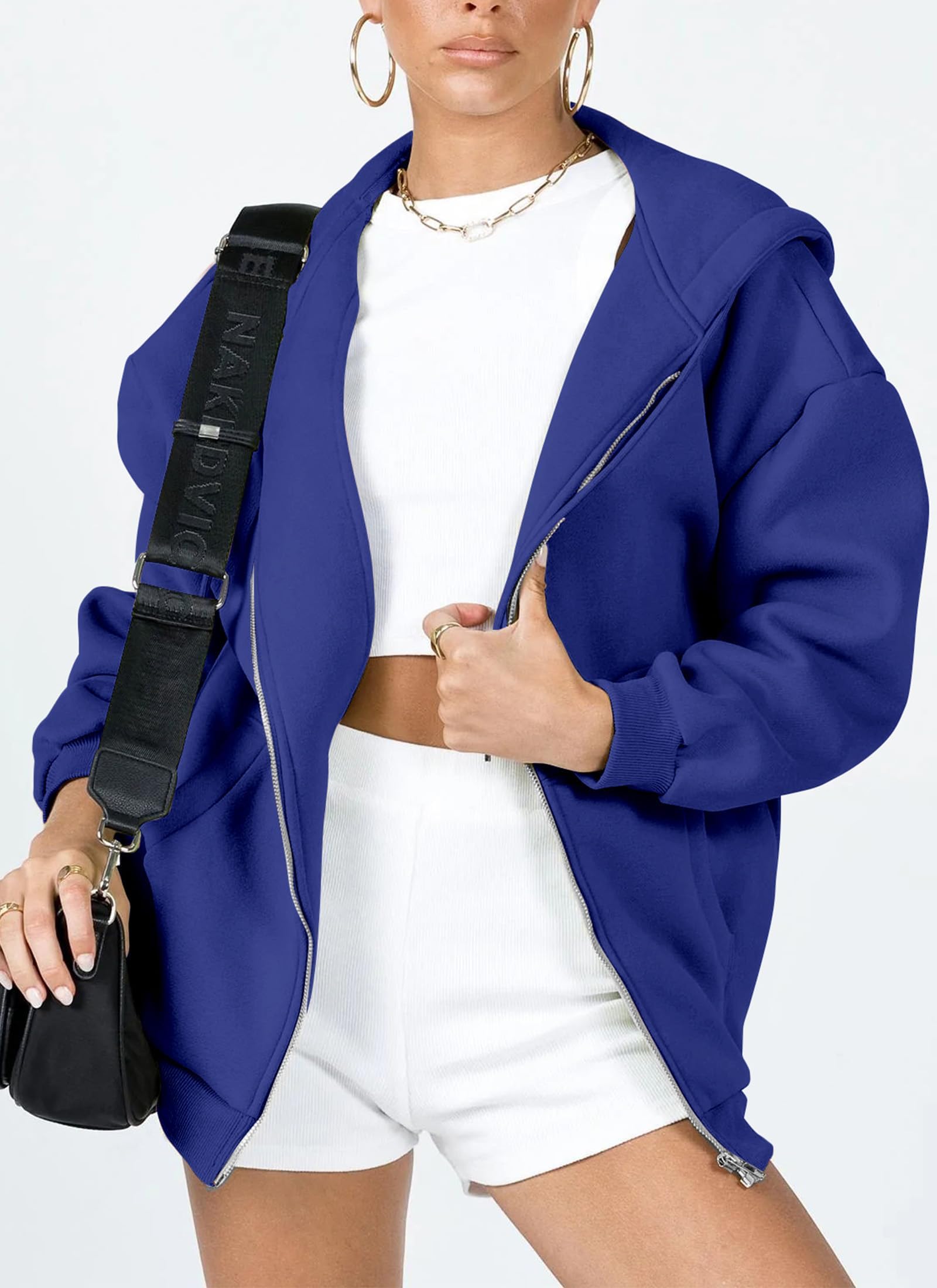 PRETTYGARDEN Women's 2026 Spring Zip Up Y2K Hoodies Casual Long Sleeve Sweatshirts Fall Winter Track Jackets with Pockets (Royal Blue,X-Large)