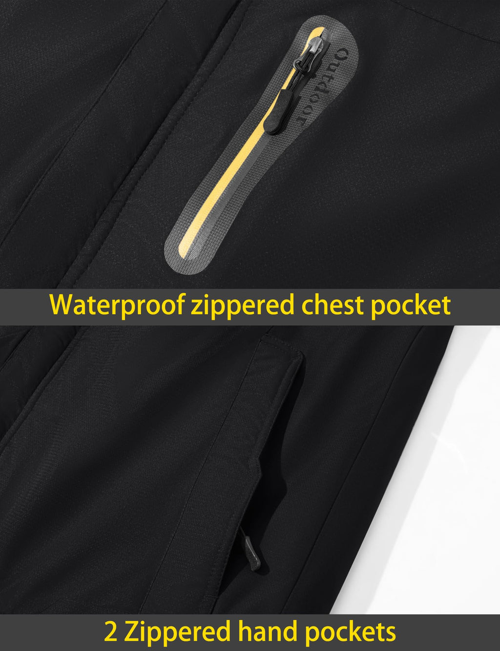 TACVASEN Men's Winter Ski Jacket Waterproof Snow Coats Snowboard Fleece Lining Jacket Warm Parka with Hooded Black L