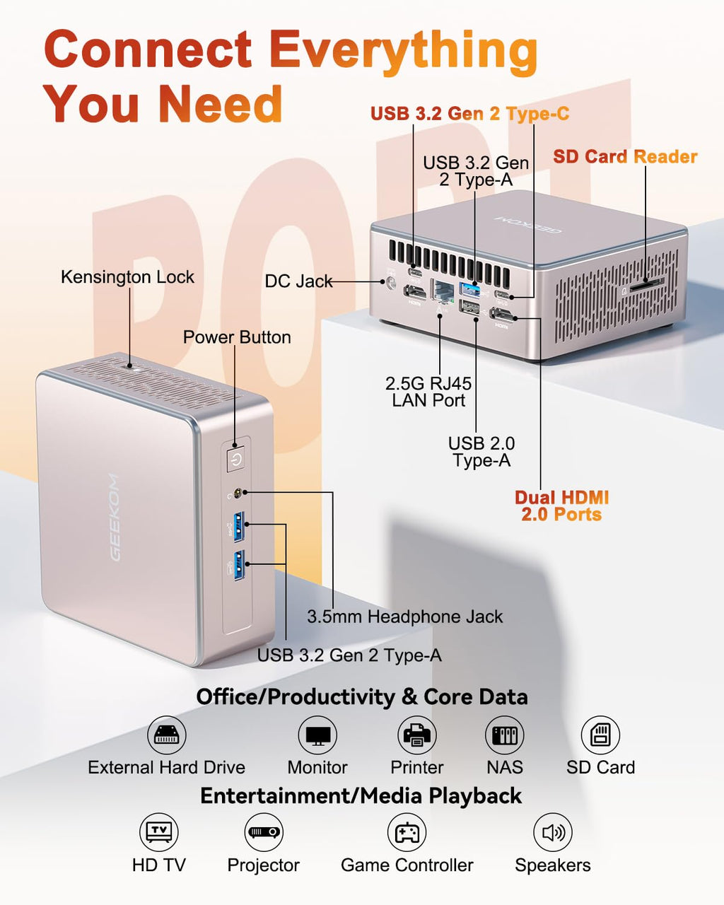 GEEKOM A5 Mini PC (3-Year Coverage) with AMD Ryzen 5 7430U, 16GB RAM(Expandable, Not LPDDR), 512GB NVMe SSD, Windows 11 Pro Desktop Computer, 8K Quad Display, HDMI 2.0, SD 4.0 Slot, Bunsiness Home