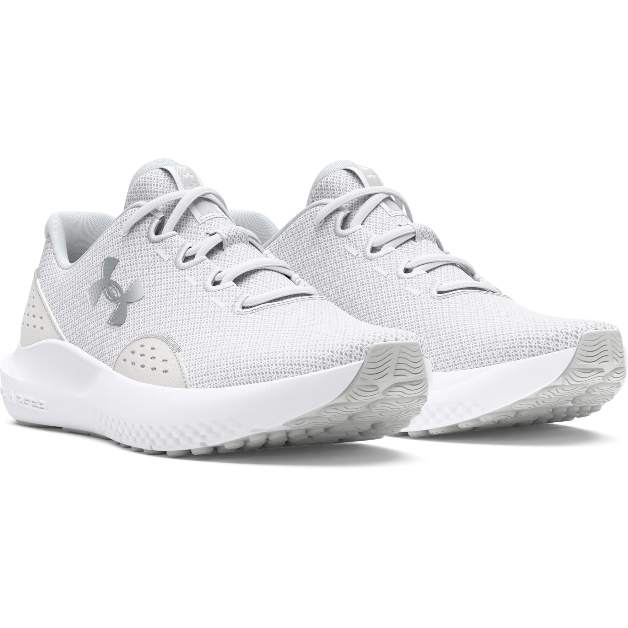 Under Armour Women's Charged Surge 4, (100) White/Distant Gray/Metallic Silver, 7, US