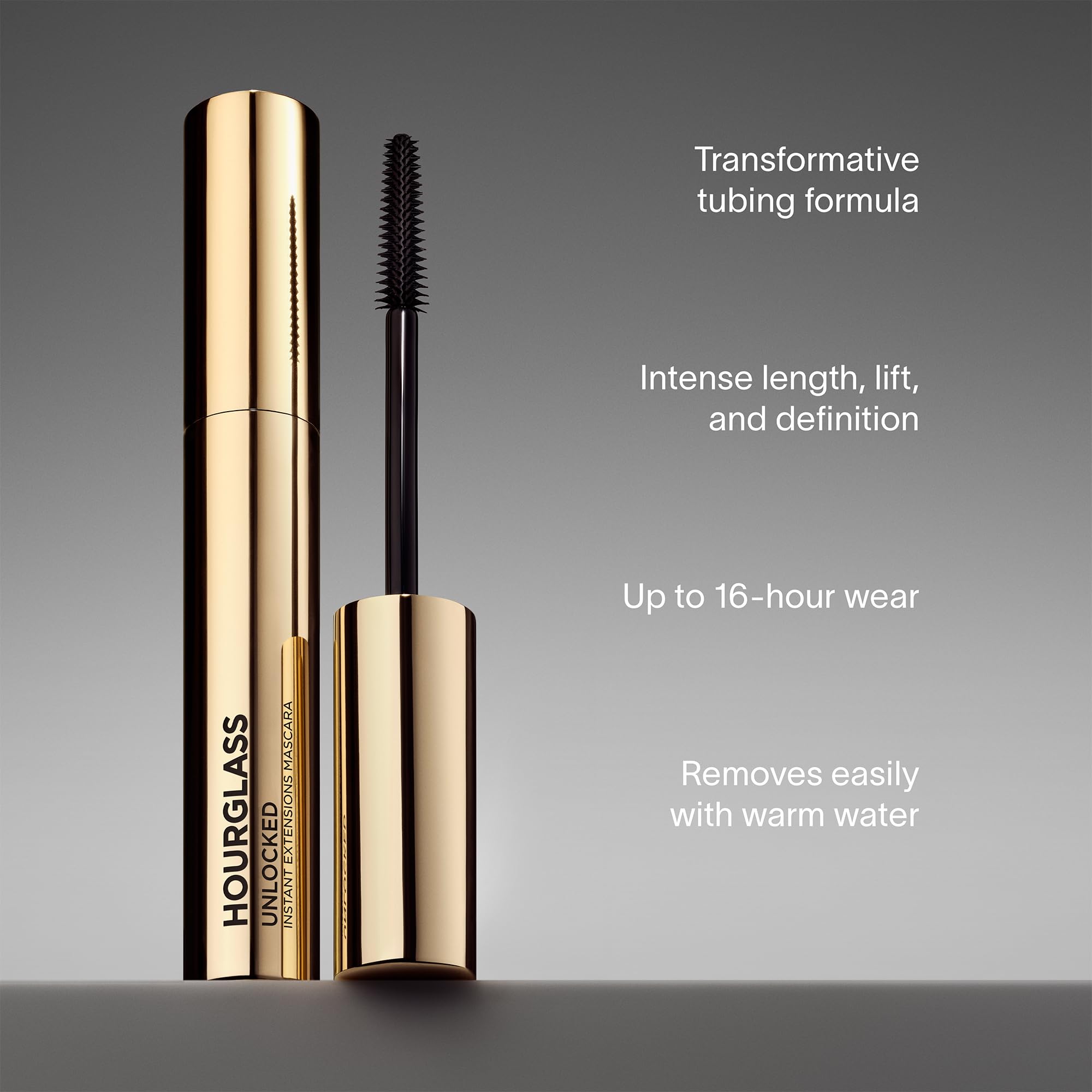 Hourglass Unlocked Instant Extension Mascara, Tubing Mascara Dramatically Lifts, Defines & Lengthens for Fanned-Out Lashes, Natural-Looking Eyelashes for up to 16hrs of Smudge-Proof, Flake-Free Wear