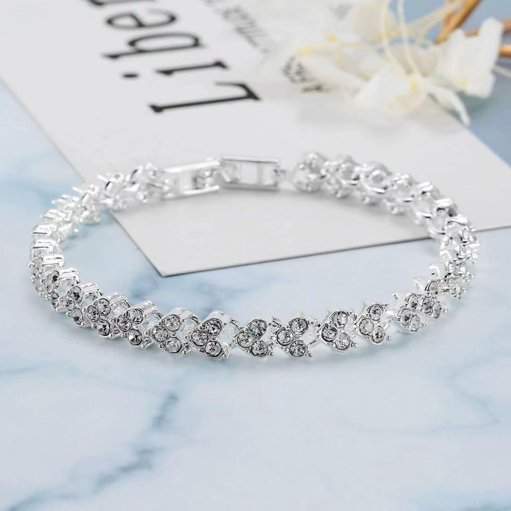 Tatibana Crystal Wedding Jewelry Set, Silver Necklace Earrings, Bracelet Crystal Bridal Wedding Jewelry Sets, For Brides Prom Costume Accessories or Party Accessories