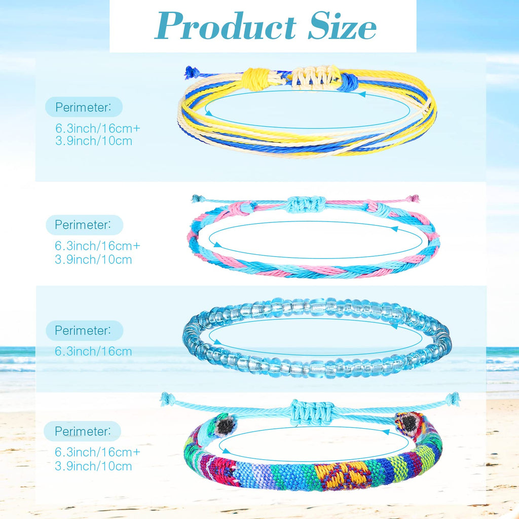 Remerry 48 Pieces Handmade Friendship Bracelets Bulk Boho Adjustable Woven Braided Bracelets for Women Men Colorful Beaded Bracelet Stacking Elastic Beaded Anklet Jewelry for Concert Party Summer Gift