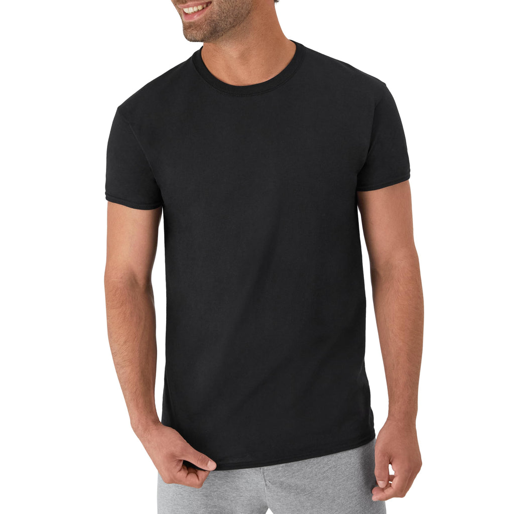 Hanes Mens Cotton, Moisture-wicking Crew Tee Undershirts, Multi-packs, Black/Grey/Blue Assorted - 6 Pack, XX-Large US