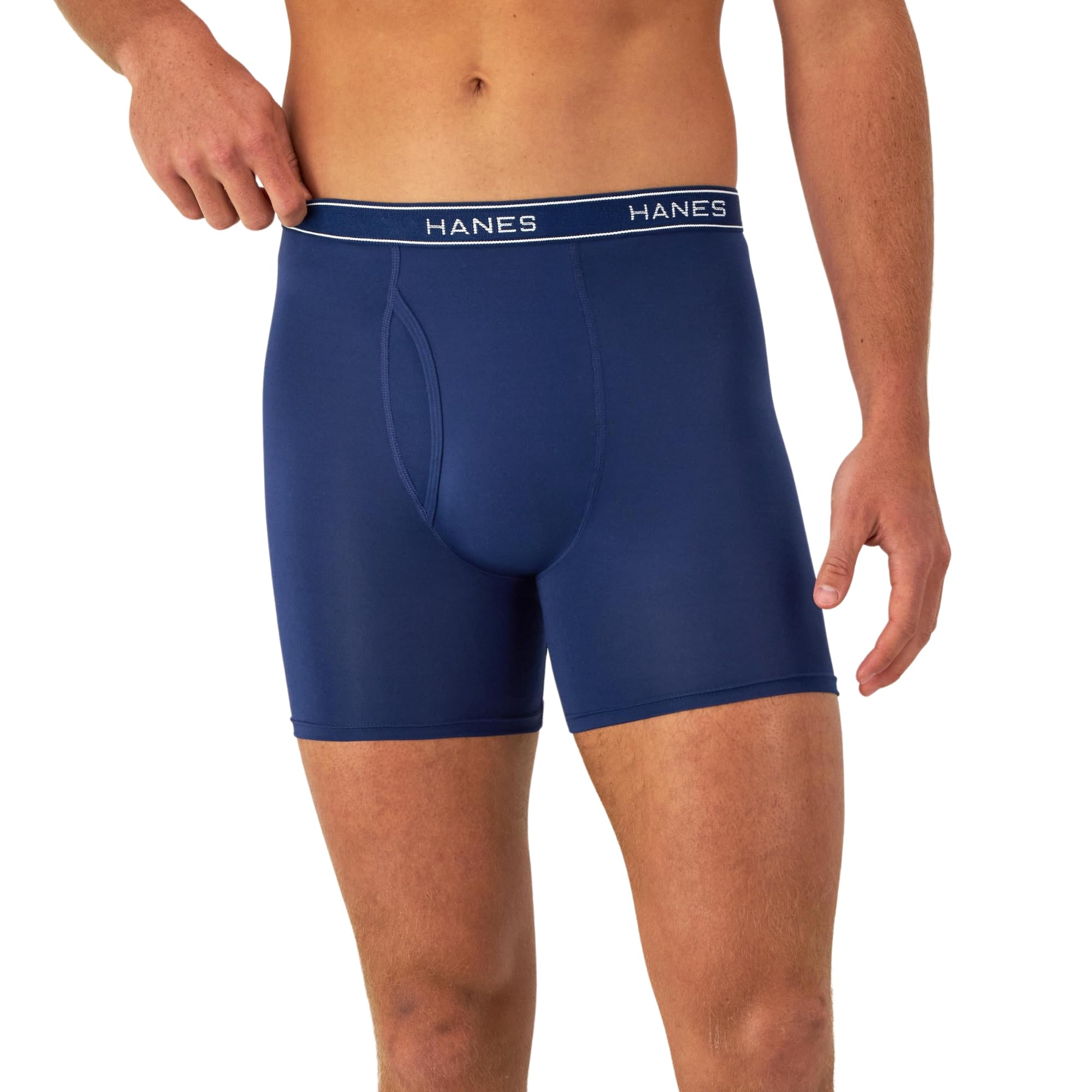 Hanes Men's Value Performance Stretch Boxer Brief Underwear, Moisture-Wicking, 6-Pack