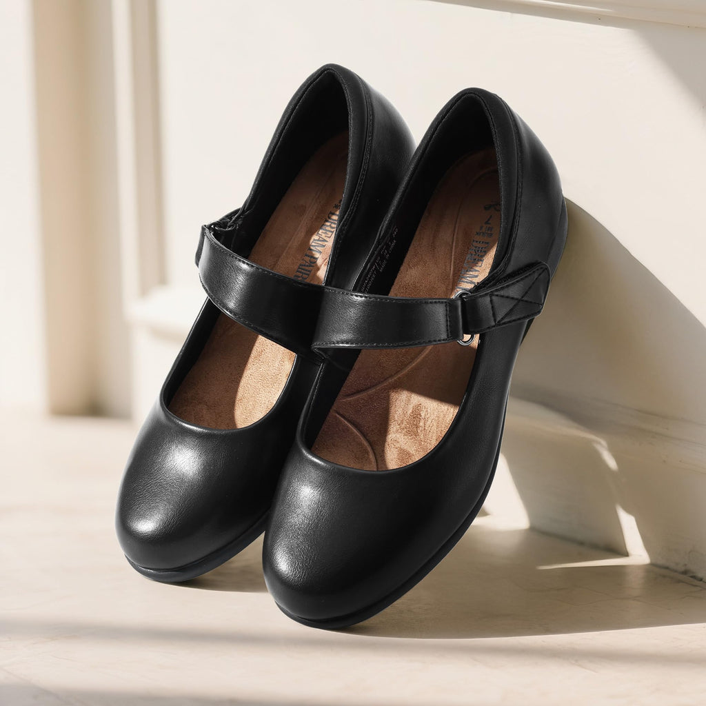 DREAM PAIRS Womens Ballet Mary Jane Flats, Comfortable Business Office Dress Shoes for Women Dressy and Work with Ankle Strap,Size 6,Black,SDFA2407W