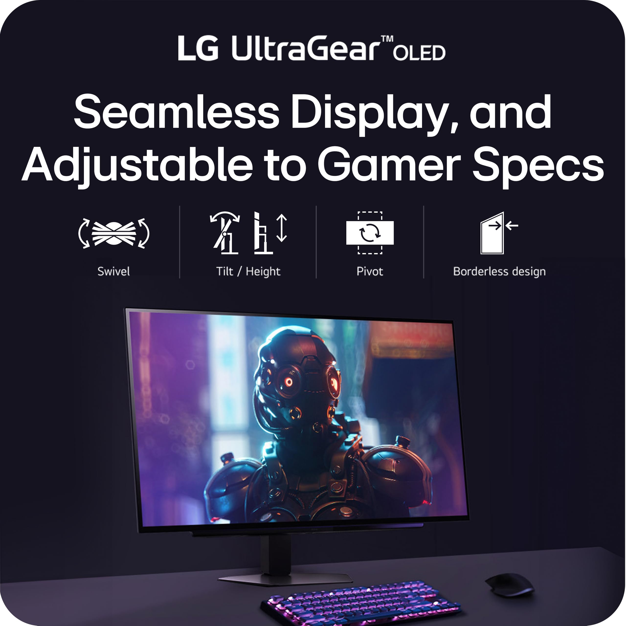 LG 27GX704A-B 27-inch Ultragear QHD (2650x1440) OLED Gaming Monitor 240Hz, 0.03ms, NVIDIA G-Sync Compatible, AMD FreeSync Premium Pro, VESA Display HDR TrueBlack400, HDMI 2.1, DisplayPort, Black