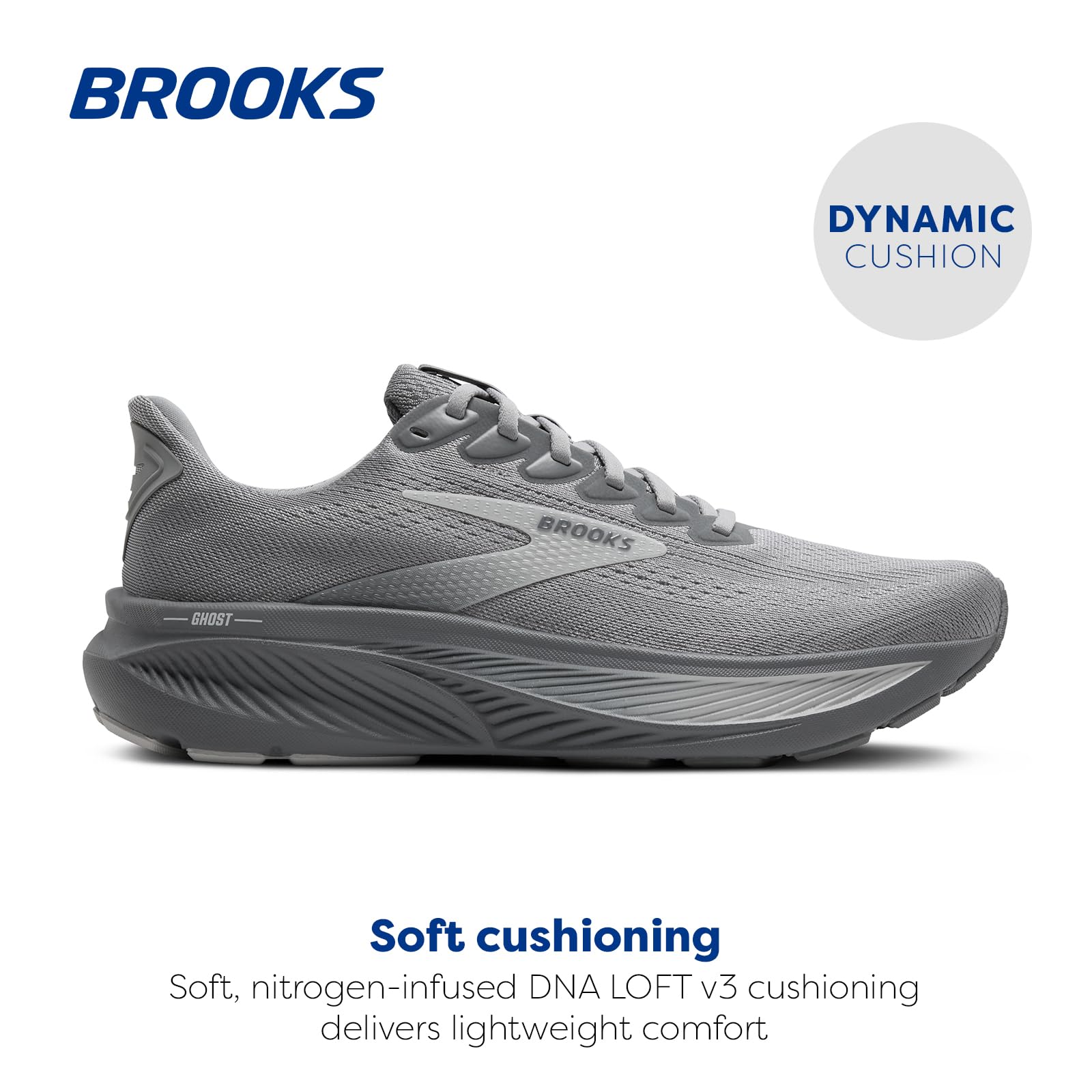 Brooks Men’s Ghost 17 Neutral Running Shoe - Primer Gray/Oyster Mushroom - 10.5 Wide