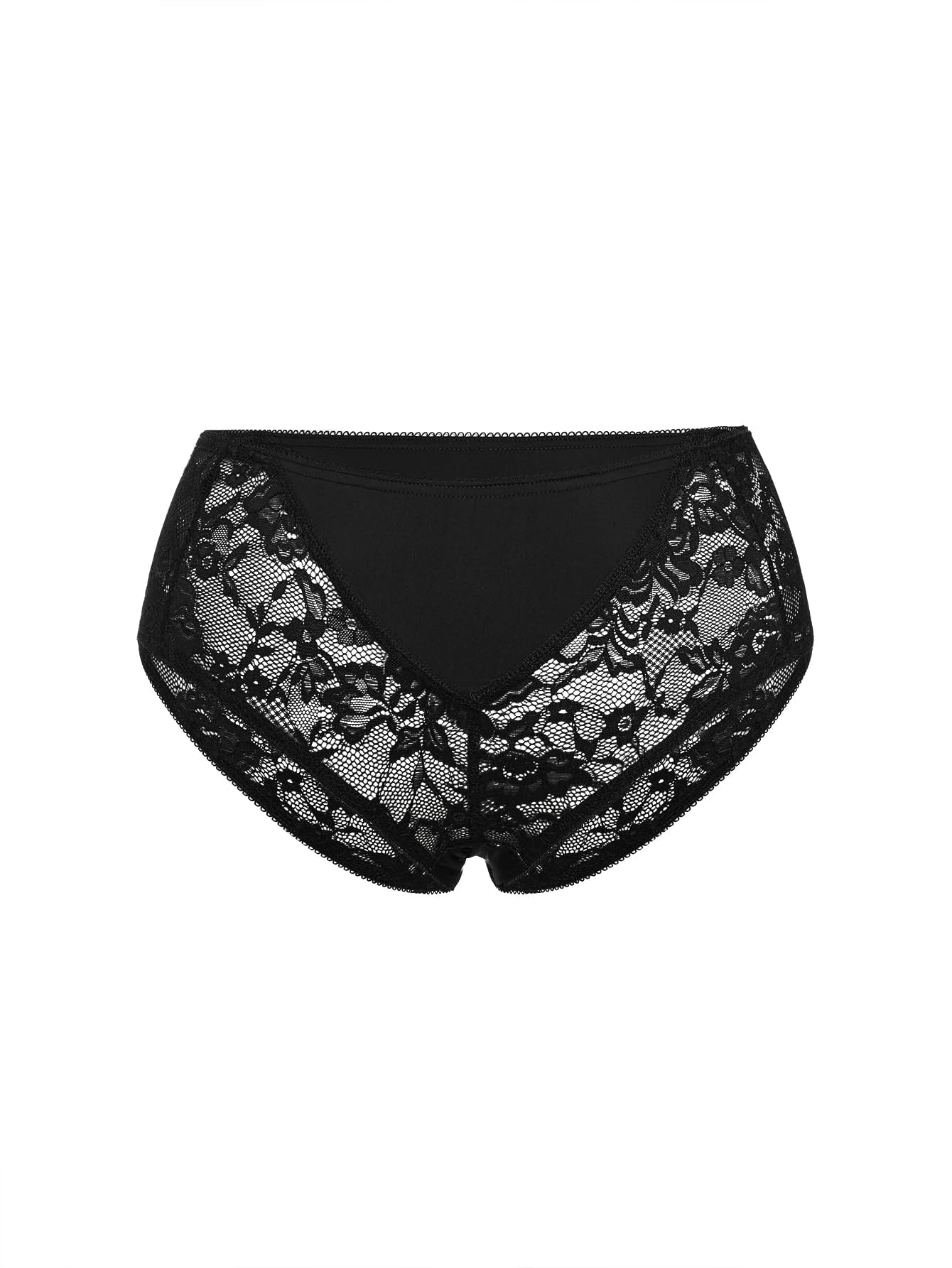 WDIRARA Women's Plus Size Sheer Lace Boyshorts Underwear Sexy High Waisted Boxer Briefs Panties Black Lace Large Plus