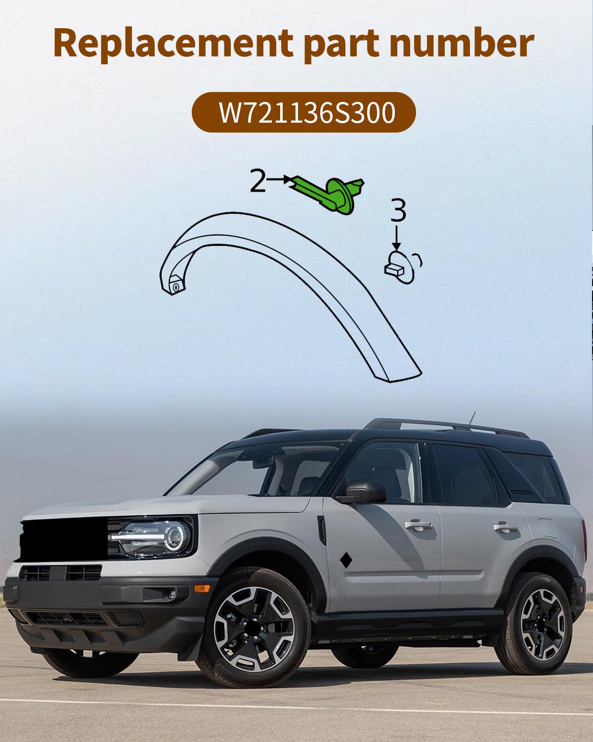 4Pcs Fender Flare Clips Handle Locking Pins, Front & Rear Wheel Protector Clips Kit Fit for Ford Bronco 2021 2022 2023 2024 2025 Replace W721136S300, 2/4 Door, L-Shape Plastic