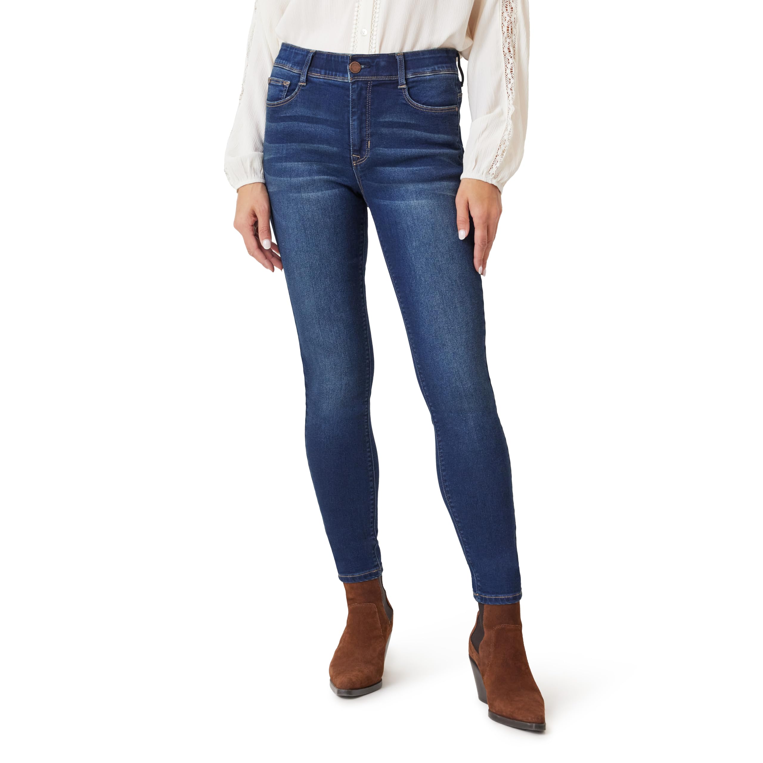 Angels Forever Young Womens 360 Sculpt Skinny Mid-Rise (Standard and Plus) Jeans, Sofia, 18 Plus