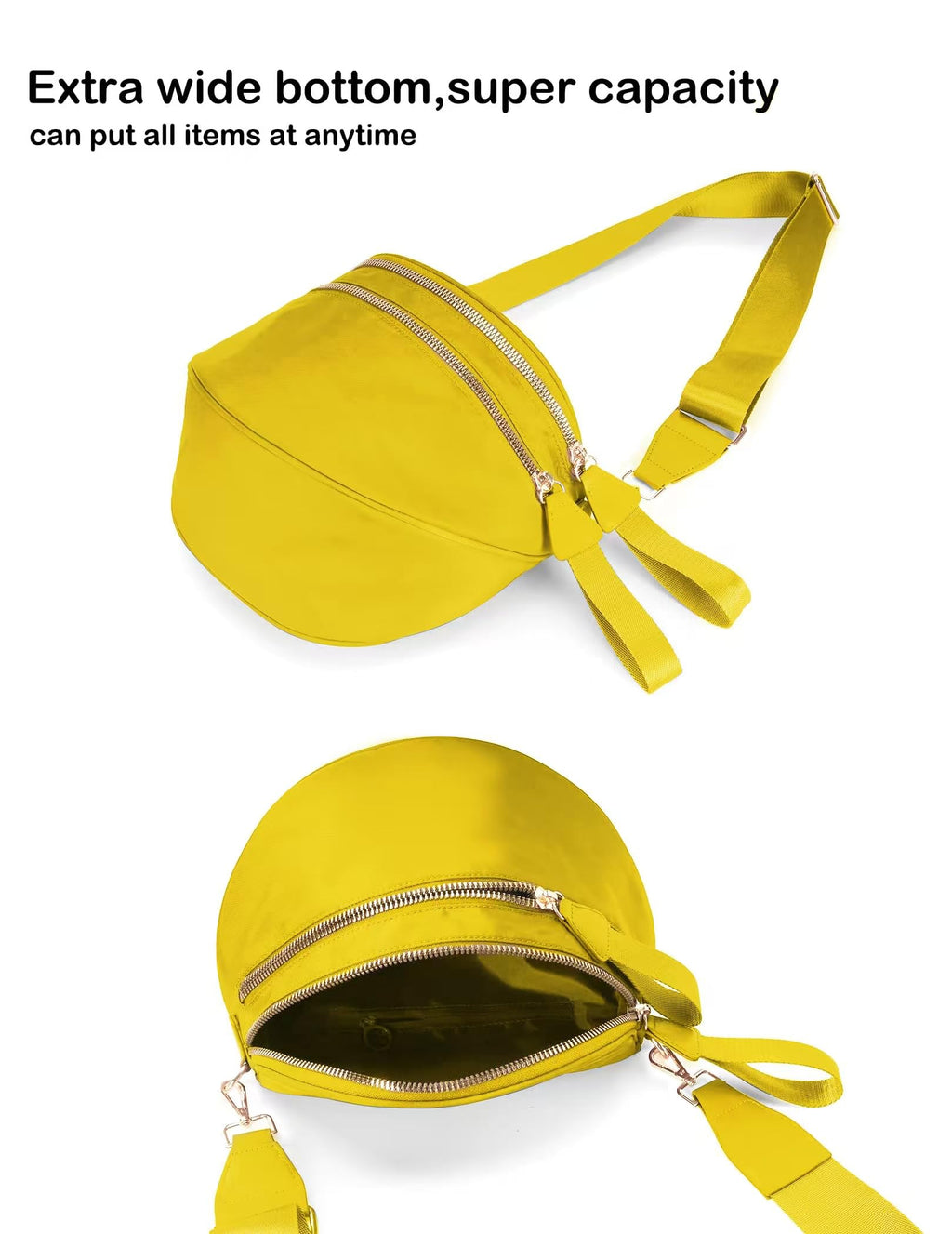 Spacious Nylon Crossbody Bag Bum Bag Handbags Wallets Purses Trendy Shoulder Bag for Women (yellow)