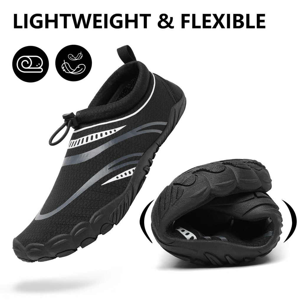 Mishansha Barefoot Shoes for Men Lightweight Water Shoes Men Quick Dry Swim Aqua Five Toe Beach Shoes Coal Black-E0153 13.5 Women/11.5 Men