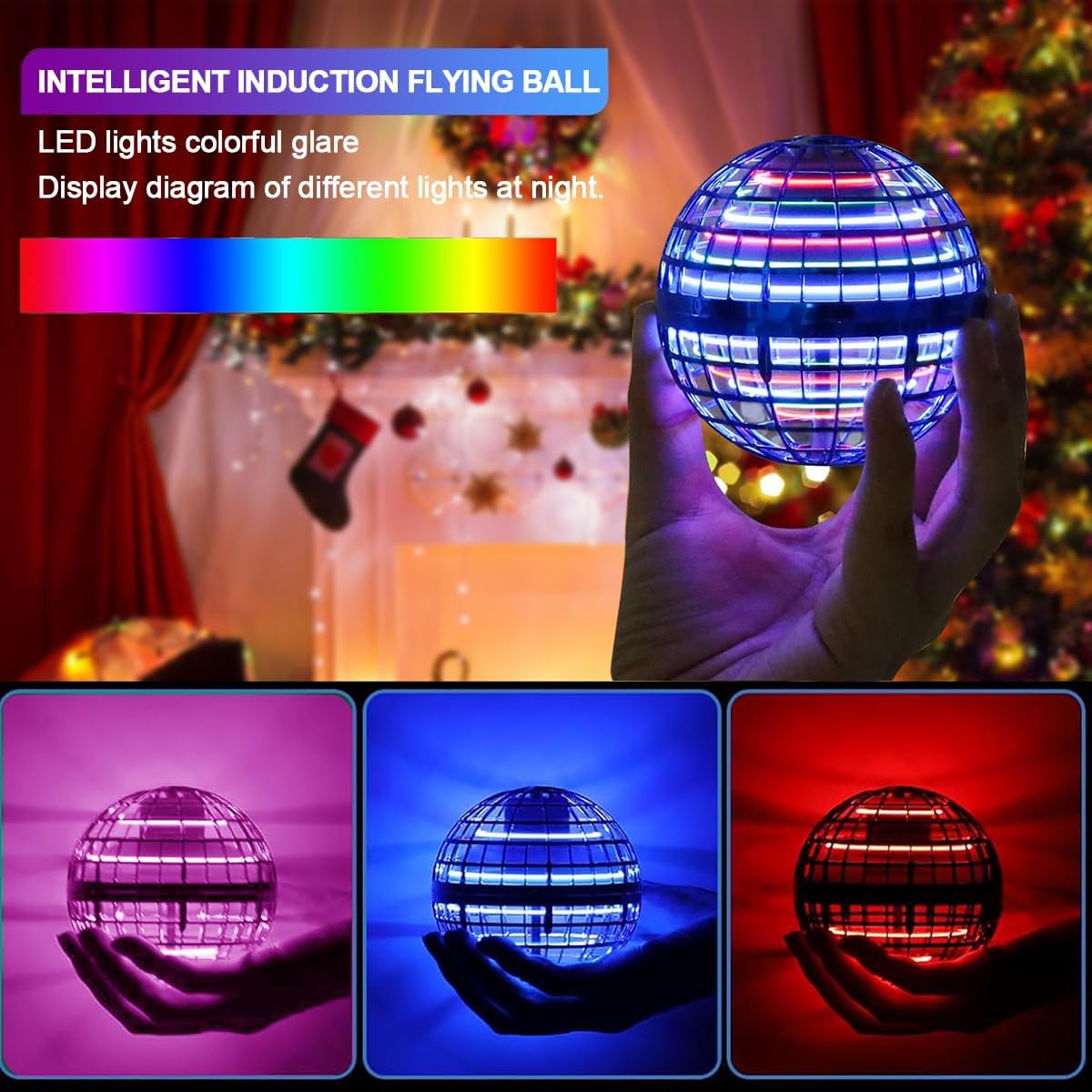 SUMMERLANGUAGE Flying Orb Ball Toy - 2025 Upgraded Magic Flying Orb Toy with LED Light 360°Rotating, Boomerang Flying Toys Indoor Outdoor Fun Games, for 6 7 8 9 10 12+ Year Old Kids Boys Girls Adults