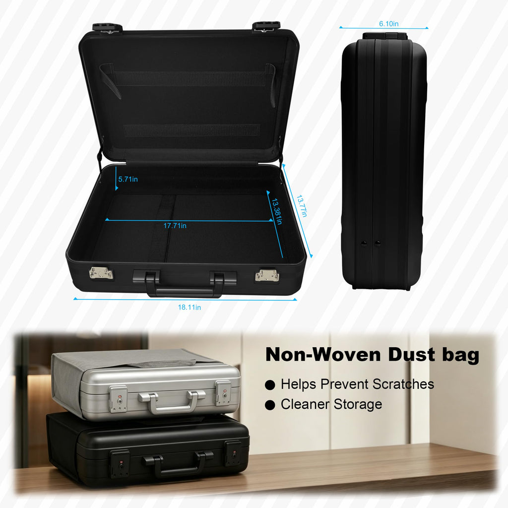 ALUNEX Aluminum Storage Case with Customizable Foam, 3-in-1 Modular Interior, Professional Briefcase with TSA Locks for Men & Women, Organizer & Divider for Documents, Electronics & Tools