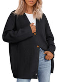 LILLUSORY Women Oversized Cardigan Sweater 2025 Fall Outfits Cloth Fashion V Neck Knit Button Front Casual Trendy Tops Black Small