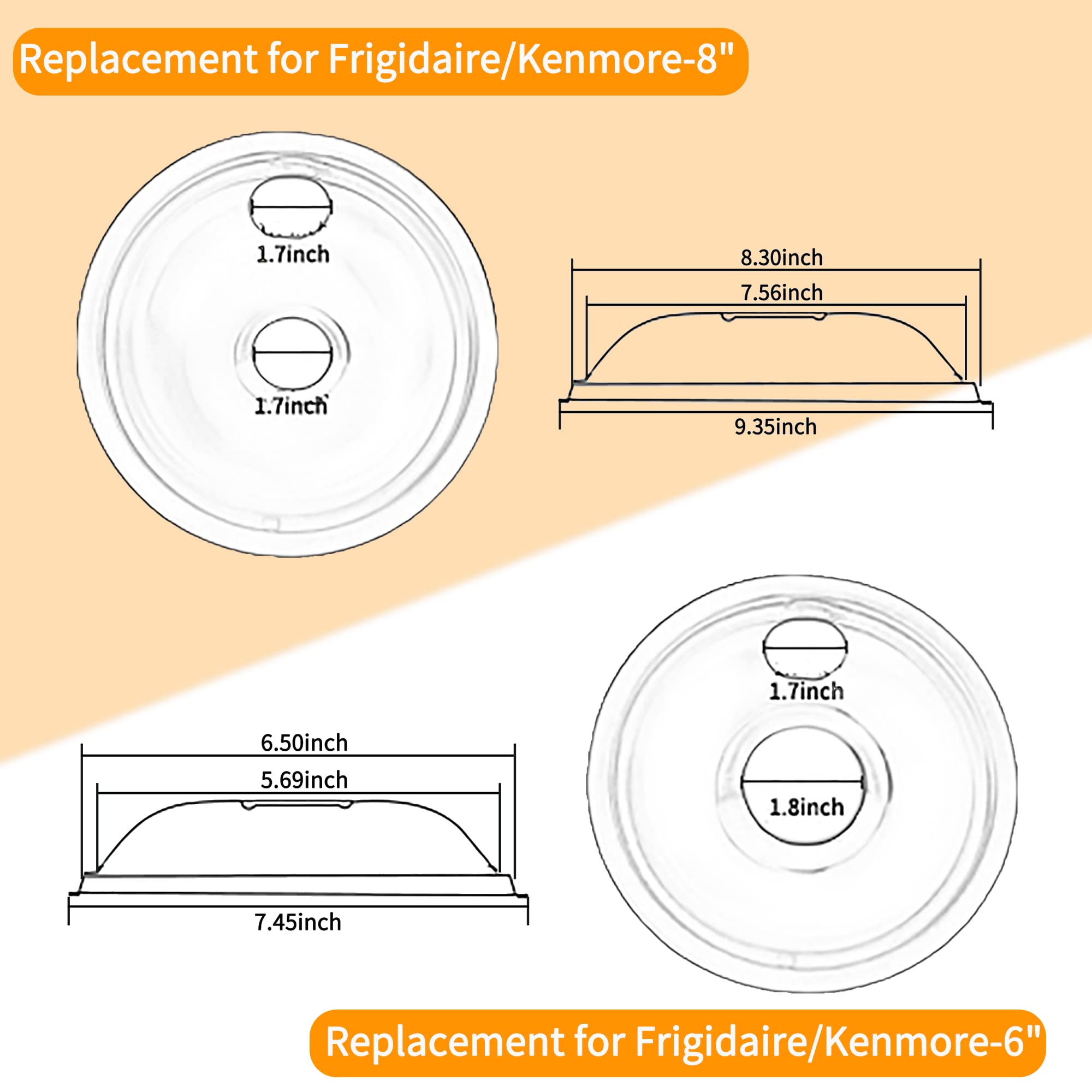 Mejiao Stove Burner Covers,Replacement Chrome Drip Pans for Frigidaire Kenmore 316048413 and 316048414,4 pcs (4x6")