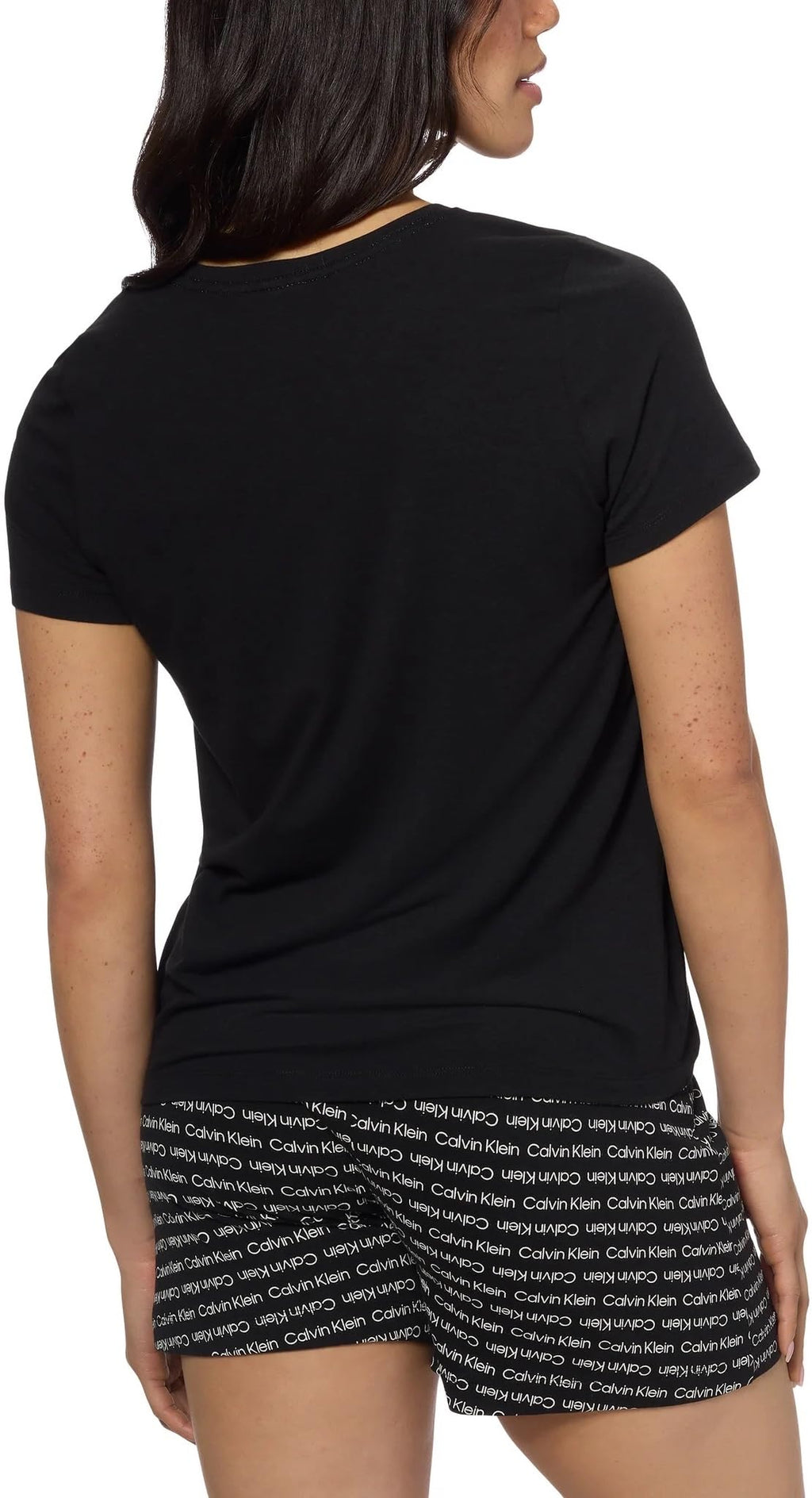 Calvin Klein Women's Refresh Short Sleeve T-Shirt & Shorts 2-Piece Pajama Set (US, Alpha, Small, Regular, Regular, Black)