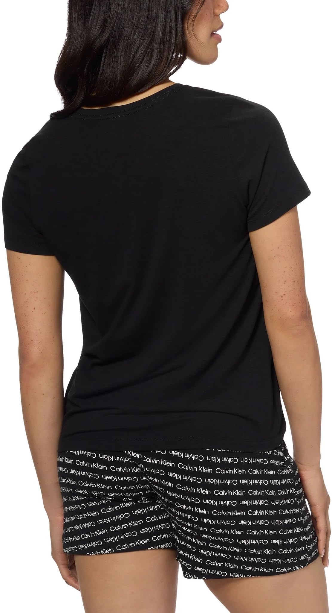 Calvin Klein Women's Refresh Short Sleeve T-Shirt & Shorts 2-Piece Pajama Set (US, Alpha, Small, Regular, Regular, Black)