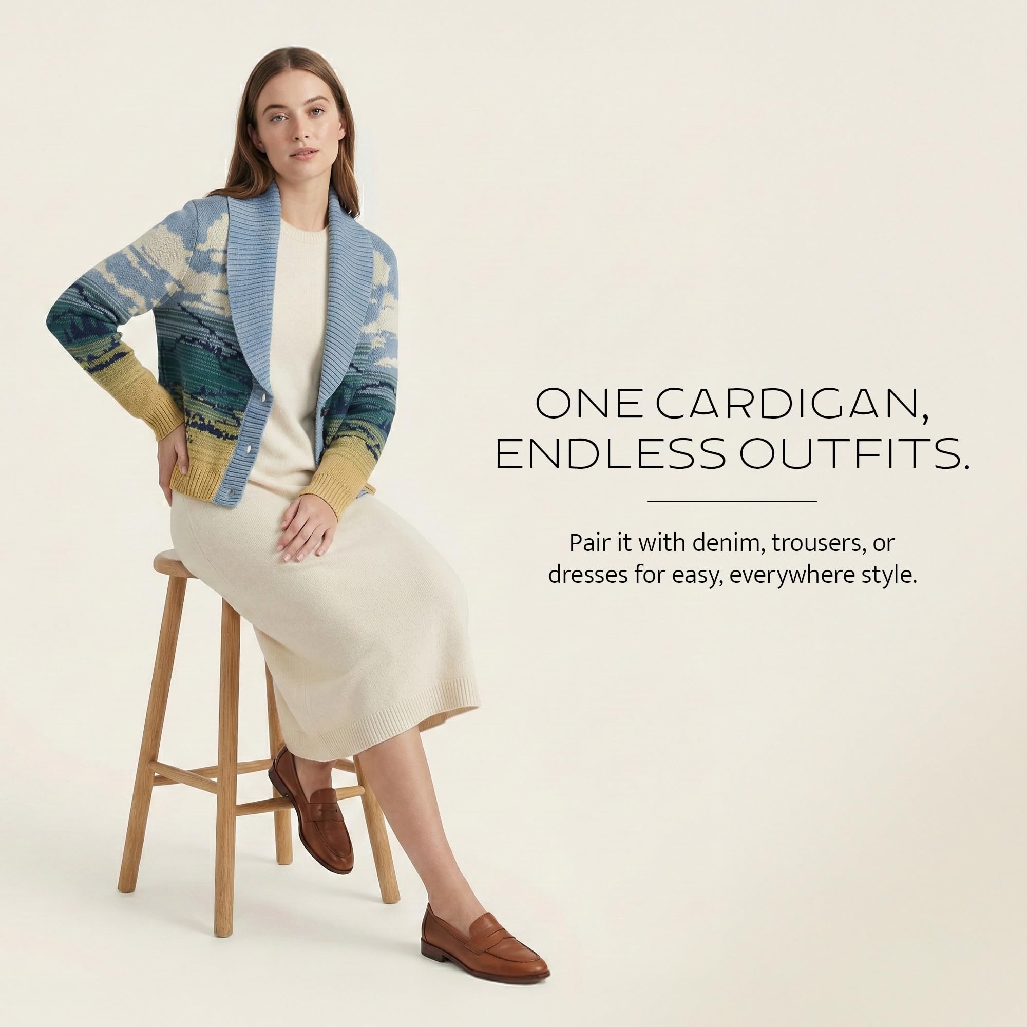 Pendleton Big Sky Cardigan for Women, 100% Cotton Sweater, Lightweight Casual Women's Cardigan, Made in USA, Landscape Pattern Knitwear