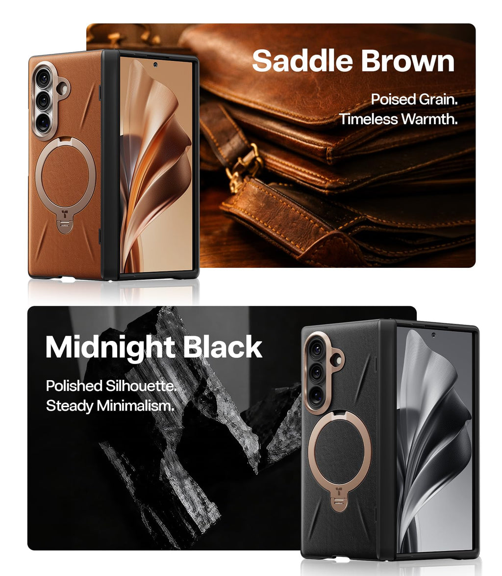 TORRAS Q3 VegSkin for Galaxy Z Fold 8 Ultra Case Leather, Magnetic Stand