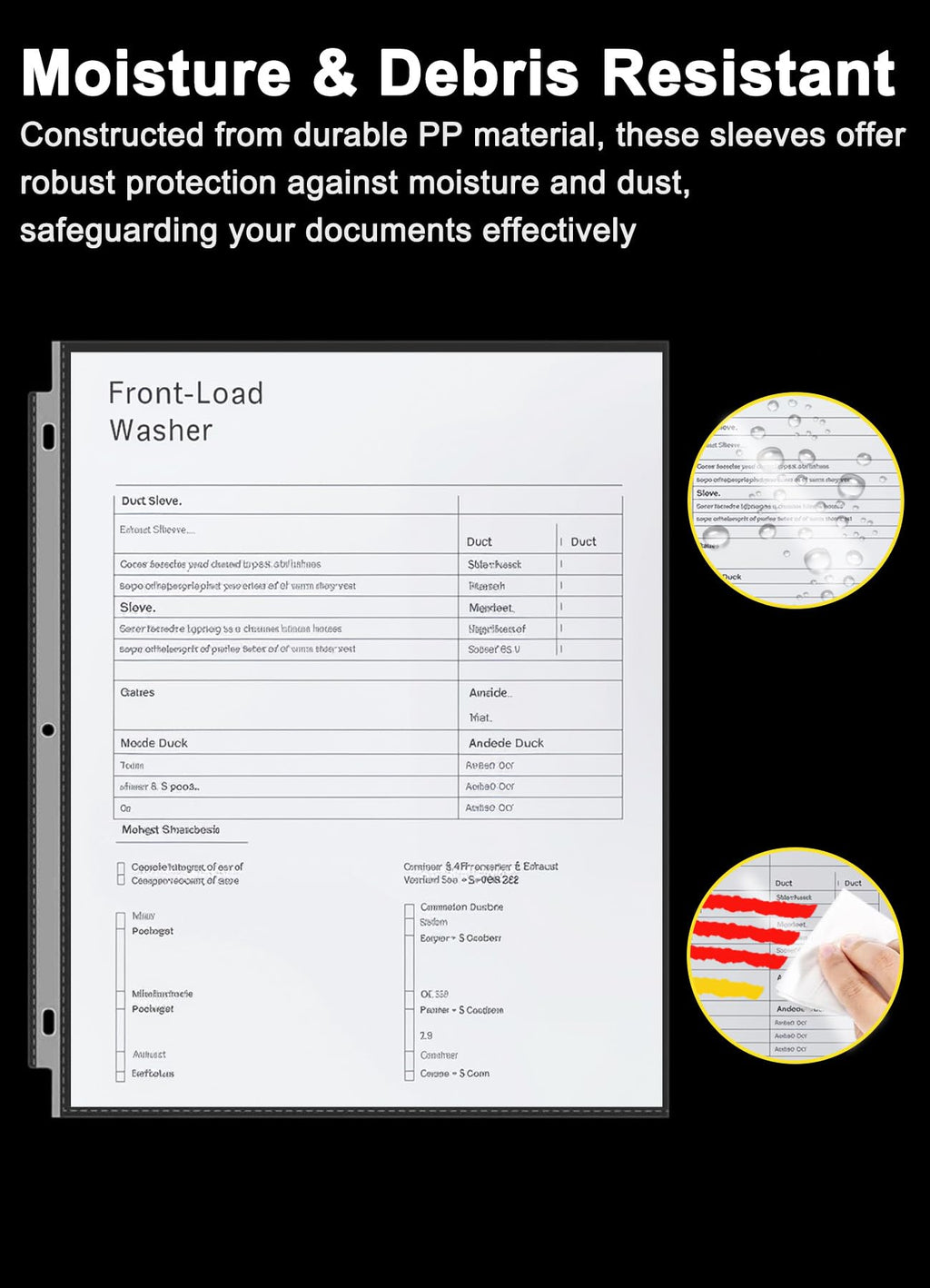 Sheet Protectors 8.5 x11 Inch, 100 Pack Page Protectors for 3 Ring Binder, Top Loading Plastic Sleeves with Reinforced 3-Hole Punch for Binders, Letter Size, for Documents and Photos, Office Supplies.