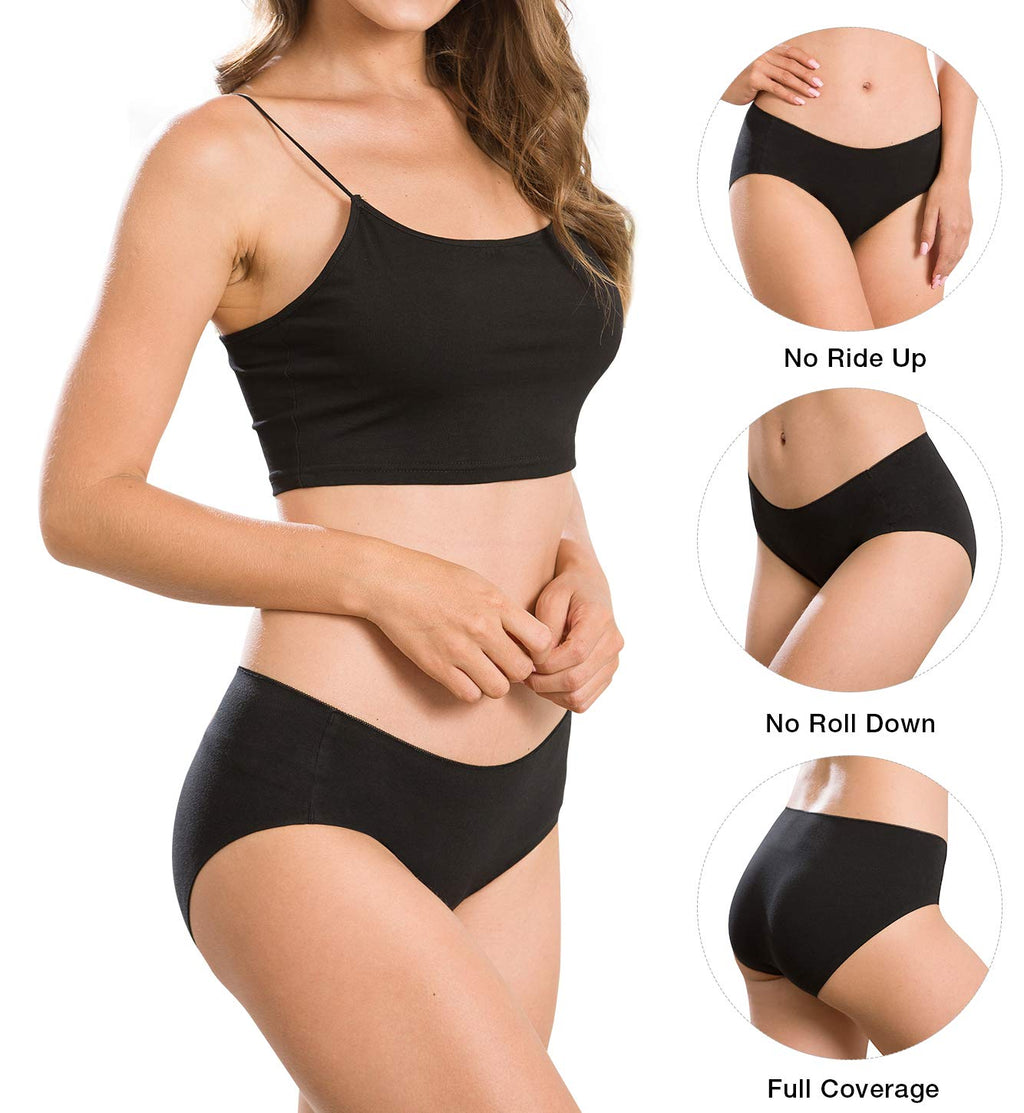 Altheanray Womens Underwear Cotton Underwear for Women Seamless Hipster Bikini Briefs Panties 6 Pack(3028S,Black)