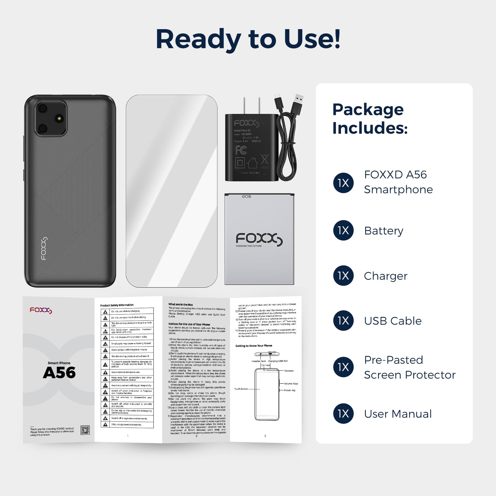 FOXX New Unlocked 4G Smartphone Android 13 Go Edition - 5.5" Display, 2GB+16GB Storage, 2000mAh Battery, 2MP Main + 0.3MP Auxiliary Camera, Dual SIM, 3.5mm Headphone Jack