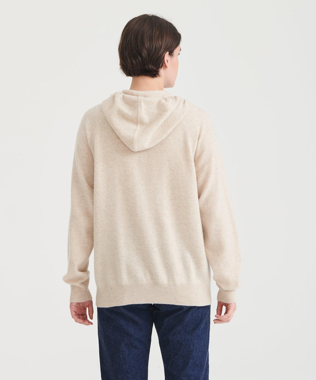 NAADAM Cashmere Zip Up Hoodie, Oatmeal, M