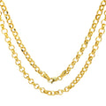 JEWELHEART 14K Yellow Real Gold Rolo Chain 2.8mm Diamond Cut Trendy Round Link Chain Pendant Necklace For Women with Lobster Clasp 18"
