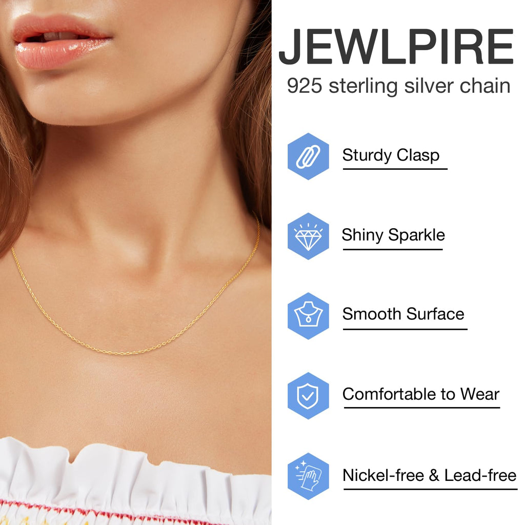 Jewlpire 18K Gold Plated Chain Necklace for Women, 1mm Cable Chain 18K Gold Plated Chain for Women Sturdy & Shiny Women's Chains Necklaces, Necklace Chains 22 Inch