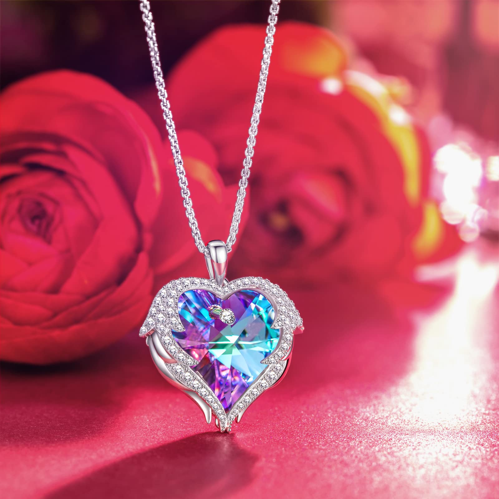 Kate Lynn Angel Wings Heart Necklaces for Women Pendant Necklace, Birthday Gifts for Women Girlfriend Christmas Mothers Day Gifts for Mom Wife Daughter, Anniversary Love Jewelry for Her