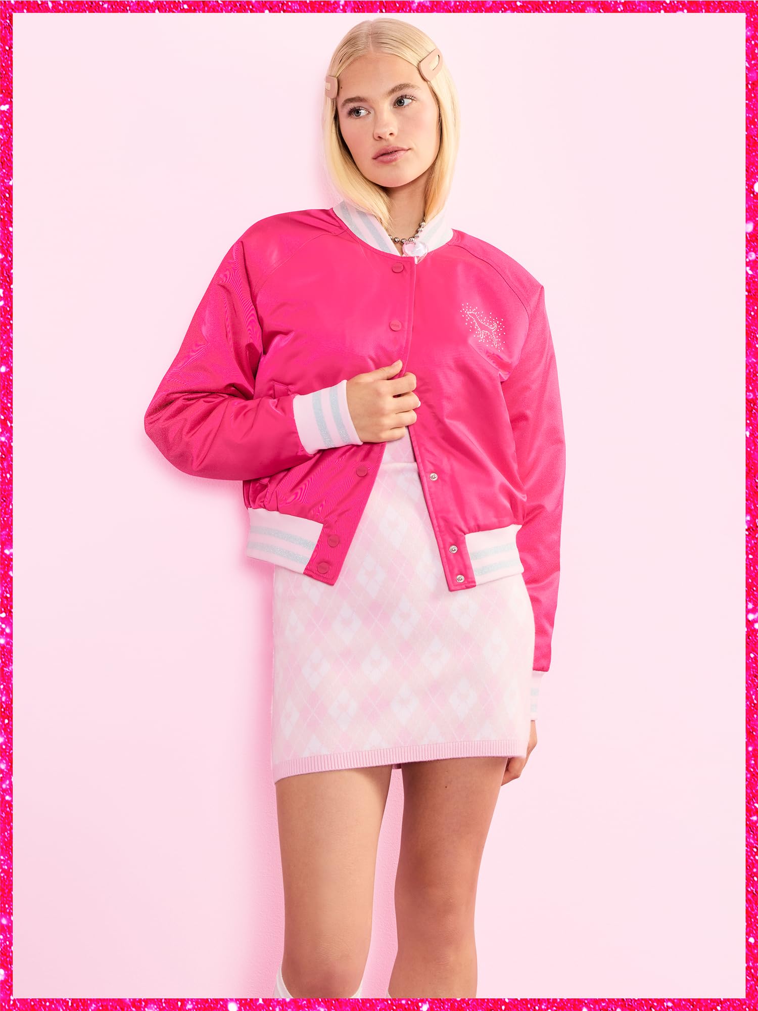 Victoria's Secret PINK | Elle Satin Varsity Jacket, Enchanted Pink, M
