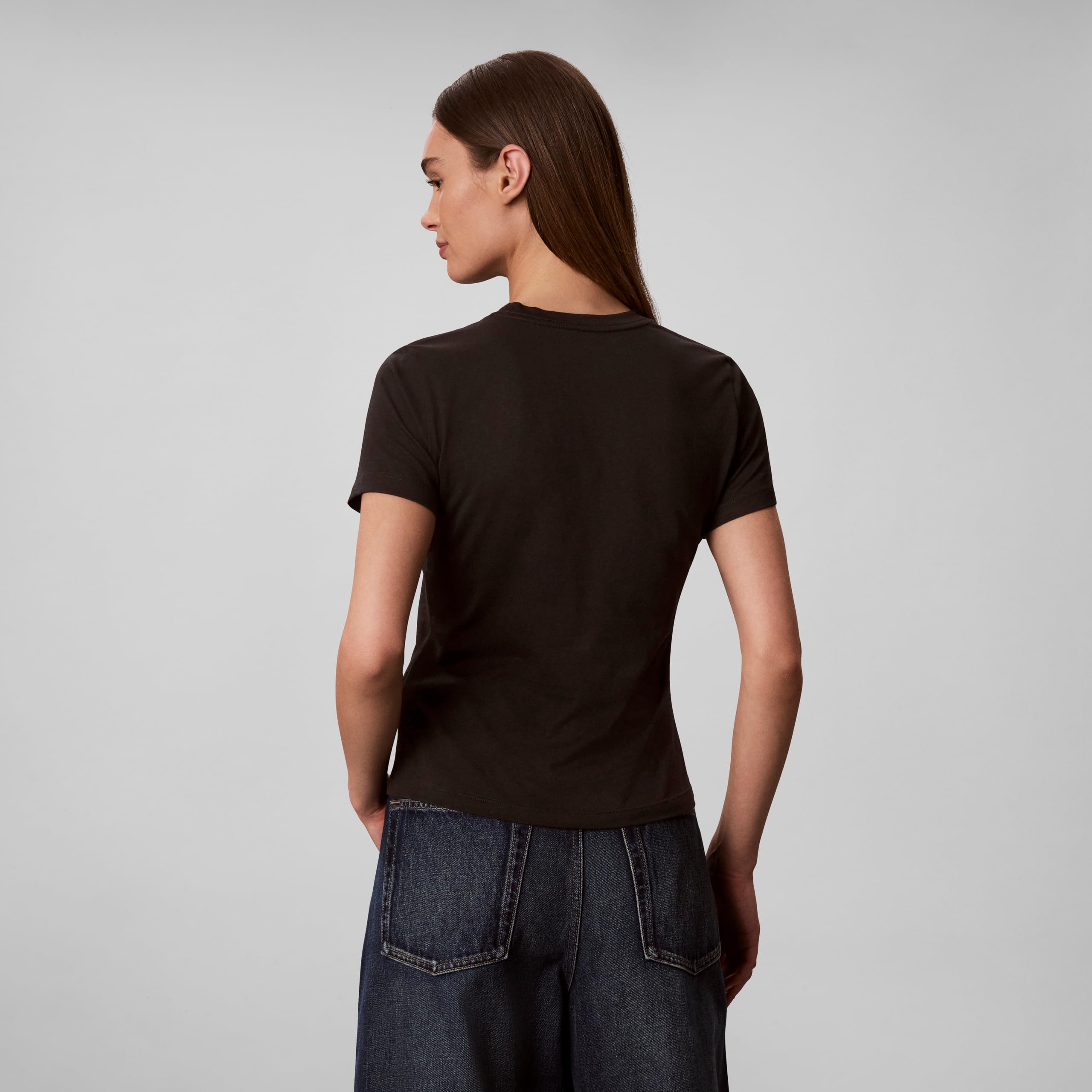Calvin Klein Slim Fit Cotton Modal Monogram Tee Black
