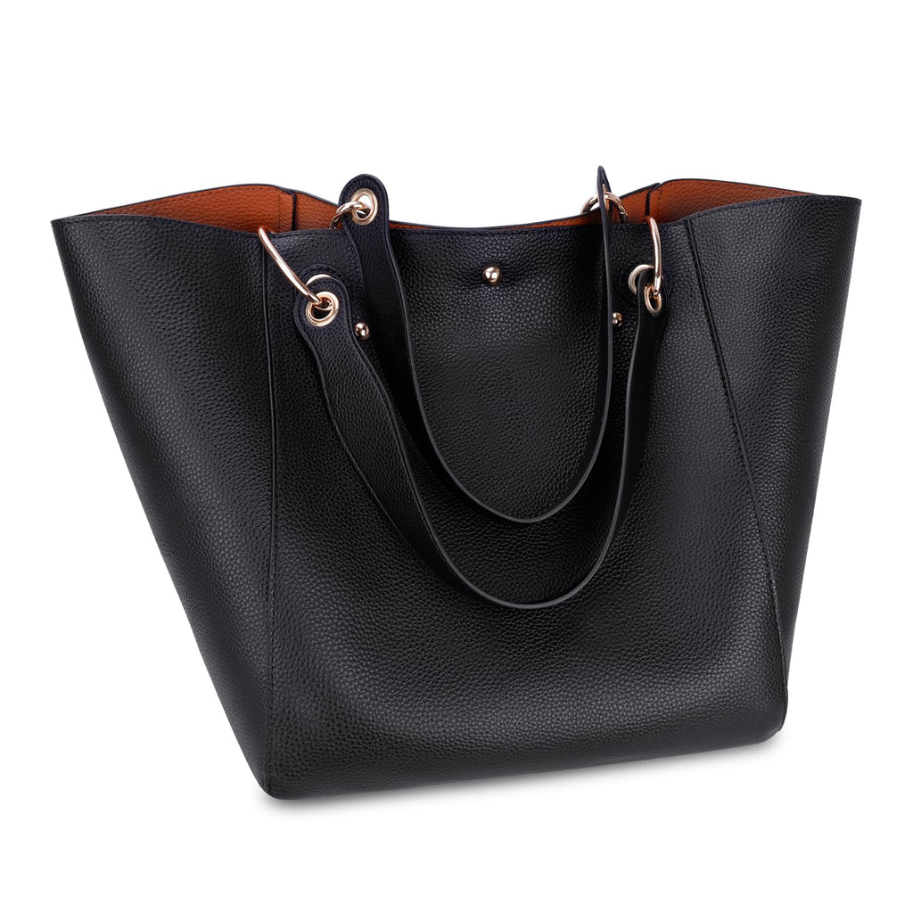 Voeveg Tote Bag for Women Purses Extra Large Leather Work And Handbags Fashion Shoulder Designer Zipper Tote Bag Travel Crossbody Hand Bags Ladies Big Purse With Compartments Black