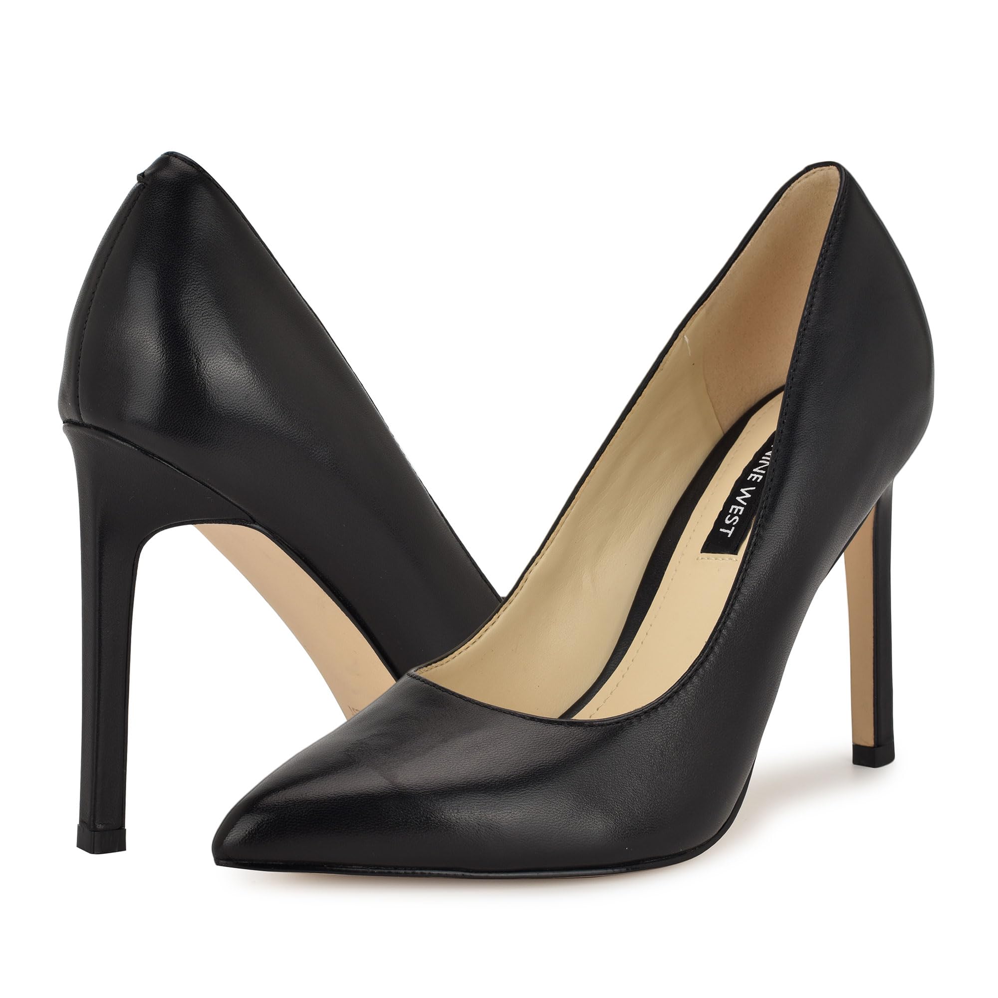 Nine West Women's Tatiana Pump, Black Leather, 8.5