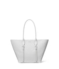 Michael Kors Womens Moore Large Buckle Tote, Optic White/Aluminum, Large