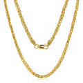 JEWELHEART 14K Gold Square Wheat Chain Necklace - 3.2mm Braided Yellow Gold Necklace For Men Foxtail Gold Chain Diamond Cut Real Gold Chain Pendant Necklace For Women with Lobster Clasp 24"