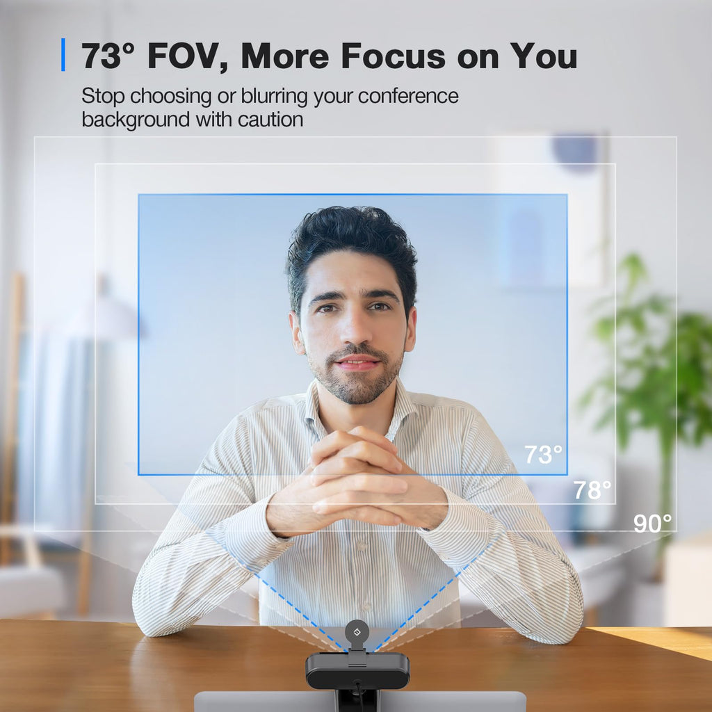 EMEET C960 4K Webcam for PC, 4K UHD Sony Sensor, PDAF Auto Focus, Dual AI Noise-Cancelling Mics, Auto Light Correction, 73° FOV, Plug&Play Webcam w/Privacy Cover, Works w/Zoom/Teams/Skype/Google Meet