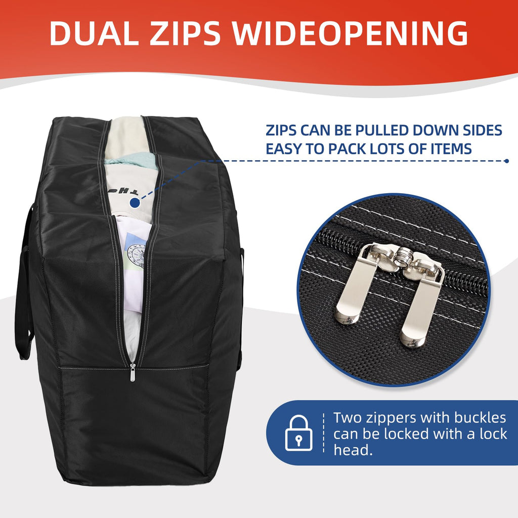 Extra Large travel duffel bag with Strong Handles, Waterproof duffel bag, Durable Zippers, Extra Large Storage Totes for Space Saving and Moving Supplies