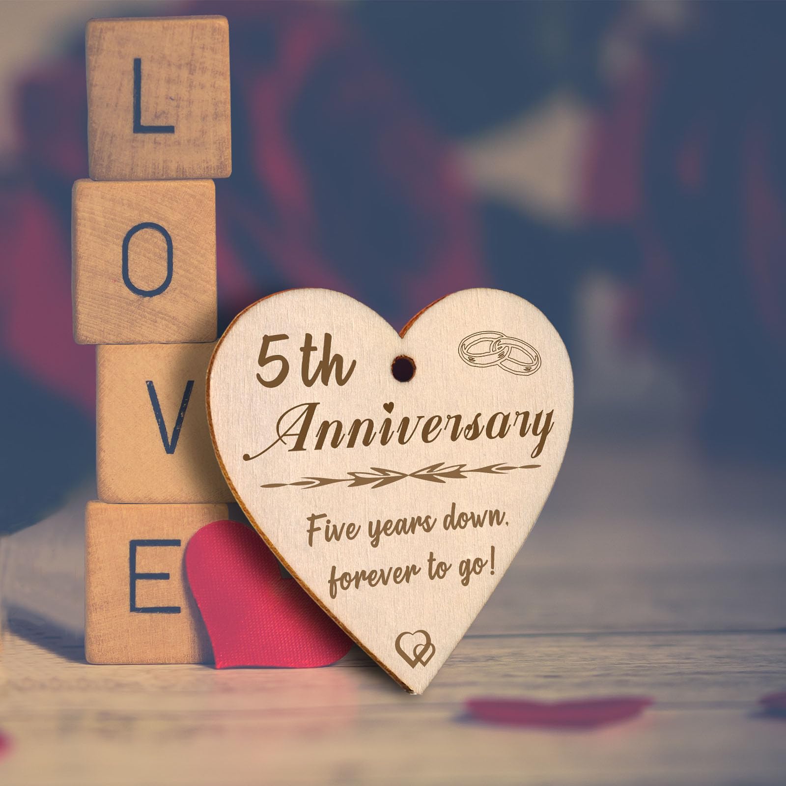 EYITUPC 5 Year Anniversary Picture Frame Gifts for Girlfriend Boyfriend Her Him, Wood 5th Wedding Anniversary Photo Frame for Wife Men Husband, Display 2 4x6 Inch