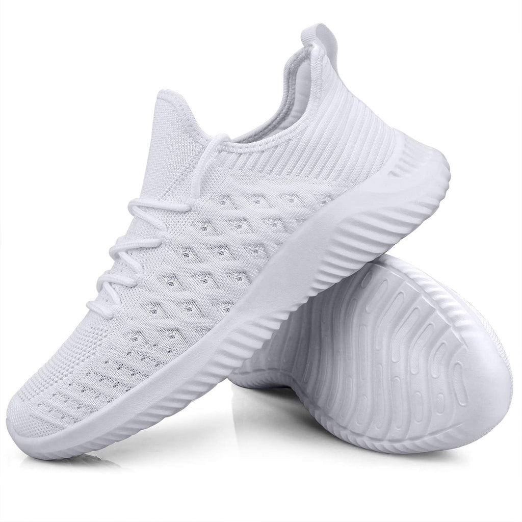 Feethit Mens Slip On Walking Shoes Lightweight Breathable Non Slip Running Shoes Comfortable Fashion Sneakers for Men White Size 9